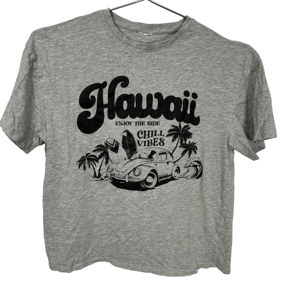 Hawaii Beetle Surf Gray Cropped Top Medium